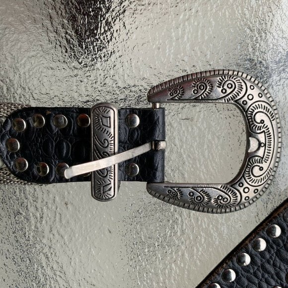NANNI MADE IN ITALY WOMEN\'S LEATHER AND METAL DESIGNER BELT SIZE 35 main image 9